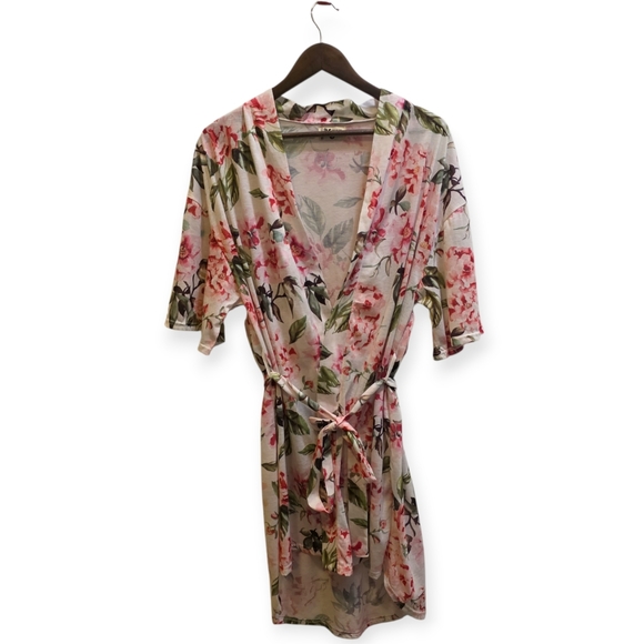 Show Me Your Mumu Brie Short Robe Garden of Blooms Floral Wrap O/S - Picture 2 of 5